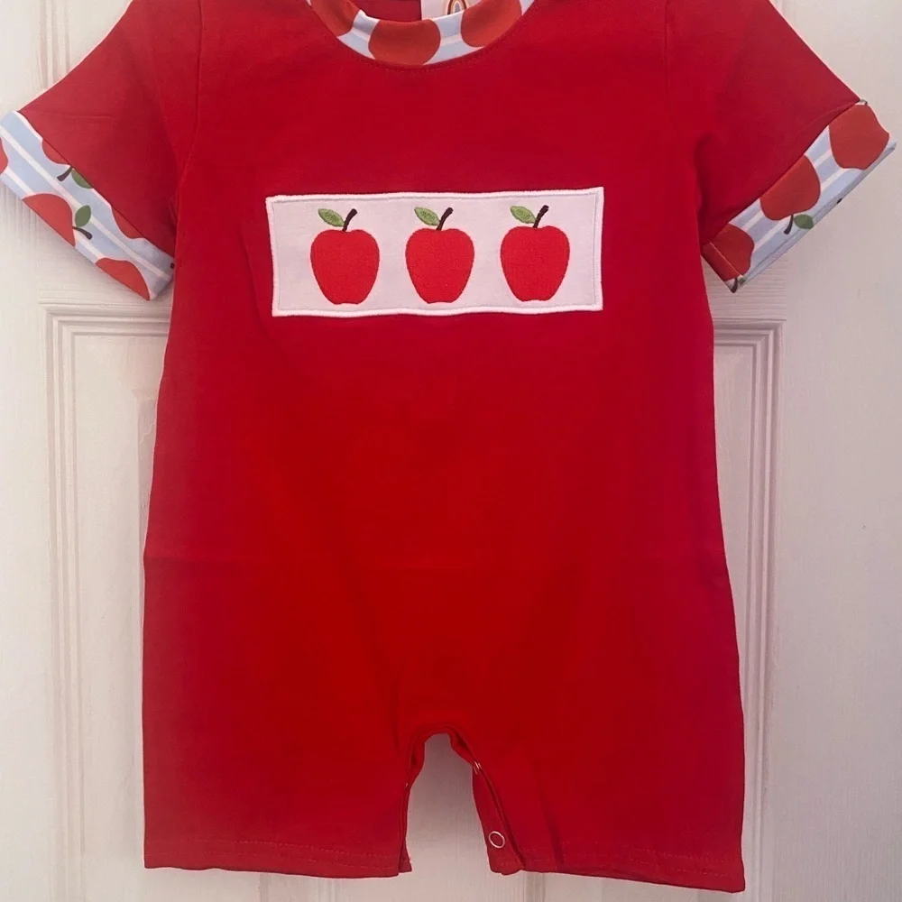 New Embroidered Apple Romper